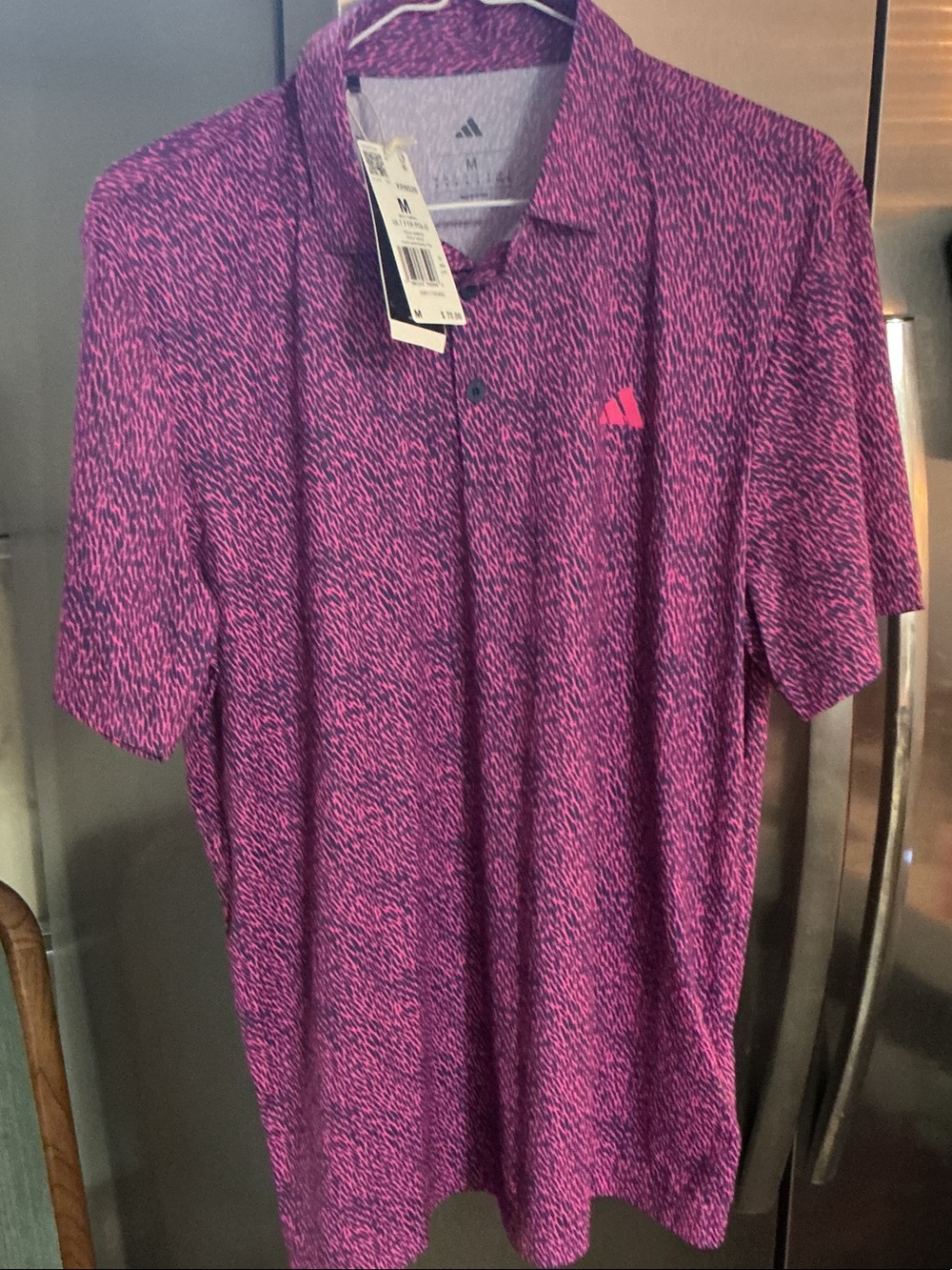 Adidas Men’s Pink Patterned Golf Polo NWT Medium